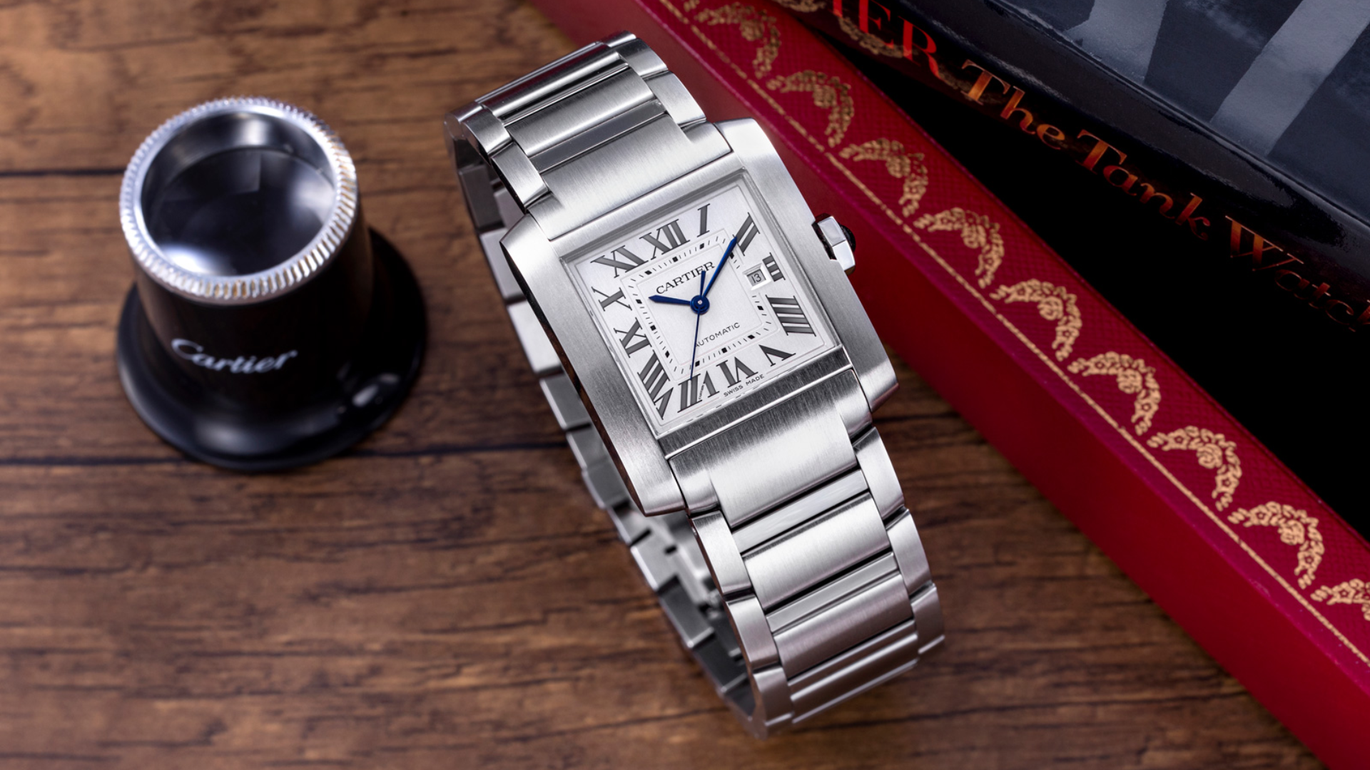 Đồng hồ nữ dây kim loại mặt vuông Cartier Tank Française